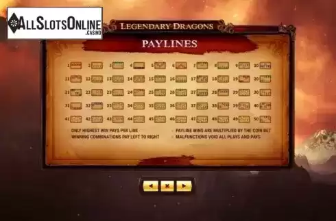 Paytable 4. Legendary Dragons from Skywind Group
