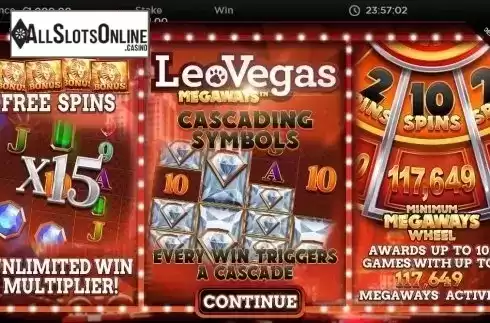 Start Screen. LeoVegas Megaways from Blueprint