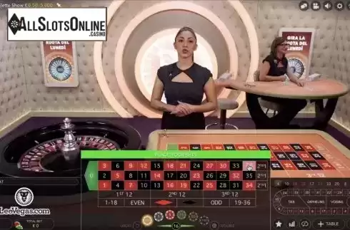 Game Screen. Leo Roulette Show from Evolution Gaming