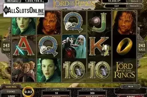 Screen2. Lord of the Rings from Microgaming