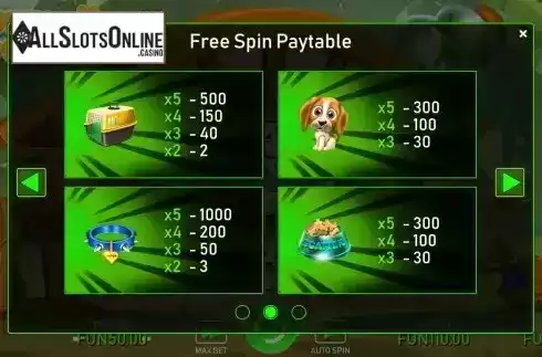 Free Spin paytable screen 2