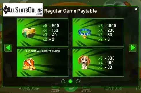 Regular Game paytable screen 2