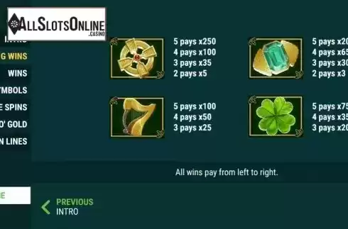 Paytable 1. Pick A Pot O Gold from Slot Factory