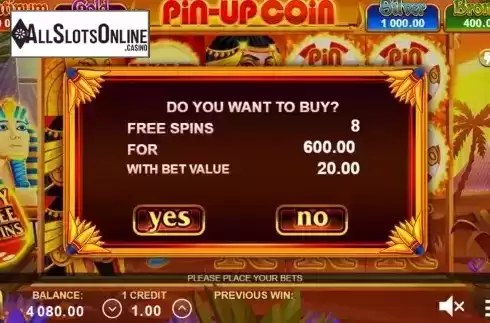 Buy Free Spins screen