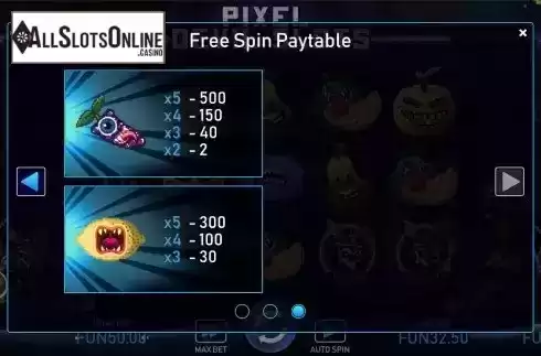 Free Spin paytable screen 3