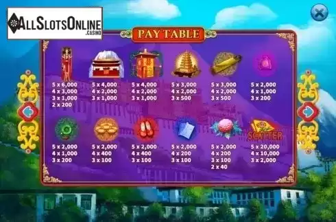 Paytable. Princess Wencheng from KA Gaming