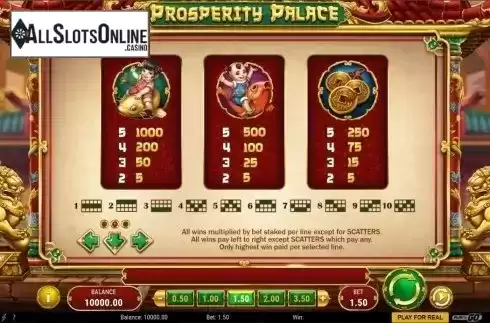 Paytable 2. Prosperity Palace from Play'n Go
