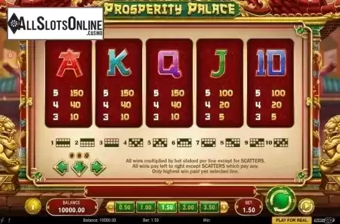 Paytable 3. Prosperity Palace from Play'n Go