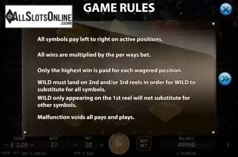 Game Rules. Quick Play Jewels from KA Gaming