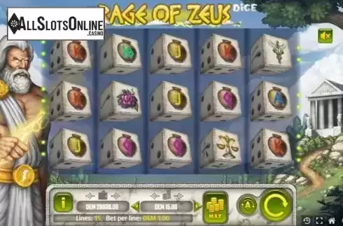 Reel Screen. Rage of Zeus Dice from Mancala Gaming