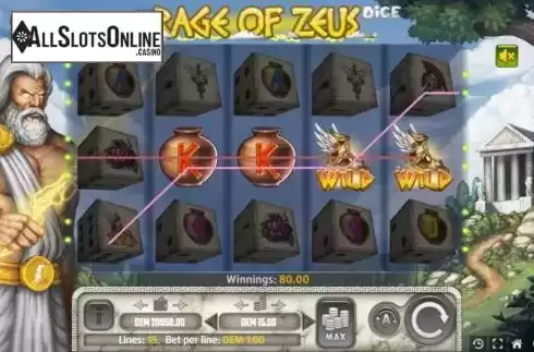 Win screen. Rage of Zeus Dice from Mancala Gaming
