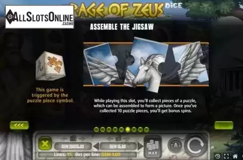Puzzle Game Screen. Rage of Zeus Dice from Mancala Gaming