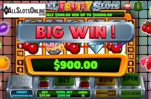 Big win screen. Reel Fruity Slots from Slot Factory