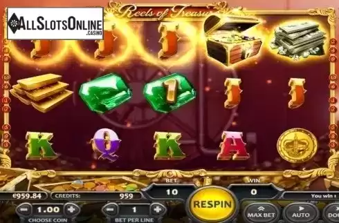 Win Screen. Reels of Treasure from Nucleus Gaming