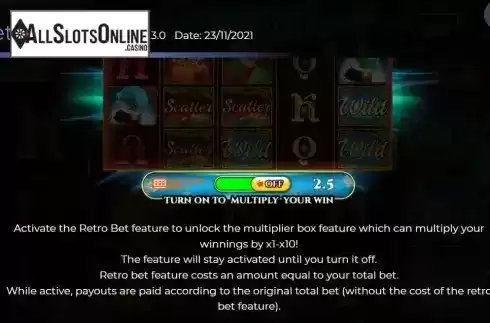 Retro Bet Features Screen