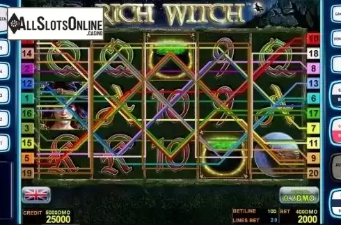 Reels screen. Rich Witch Deluxe from Novomatic