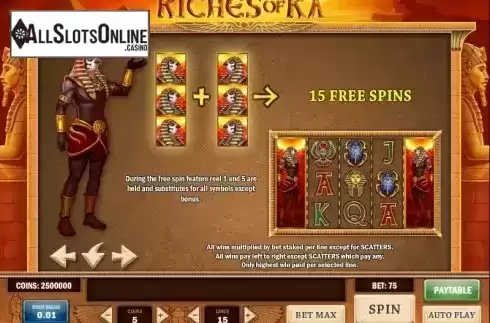 Paytable 2. Riches of Ra Slot from Play'n Go