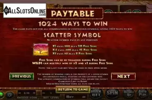 Paytable 1. Stampede (Betsoft) from Betsoft