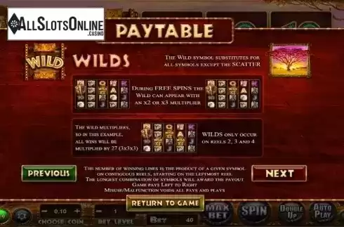 Paytable 2. Stampede (Betsoft) from Betsoft