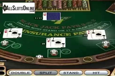 Game Screen. Super 7 Blackjack from Betsoft