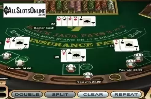 Game Screen. Super 7 Blackjack from Betsoft