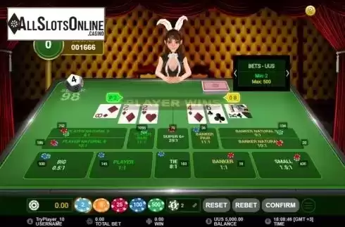 Win screen. Super 98 Baccarat from GamePlay