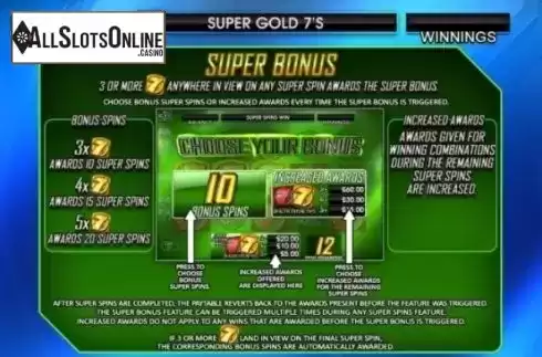 Paytable 4. Super Gold Sevens from CR Games