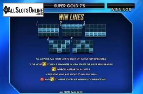 Paytable 6. Super Gold Sevens from CR Games
