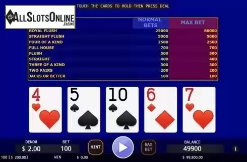 Game Screen 1. Super Video Poker from KA Gaming