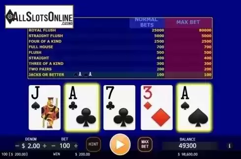 Game Screen 2. Super Video Poker from KA Gaming