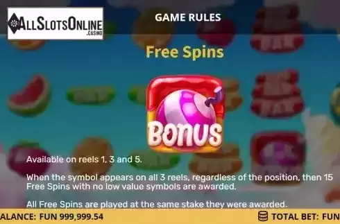 Free Spins screen
