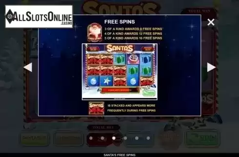 Paytable 3. Santa's Free Spins from Inspired Gaming