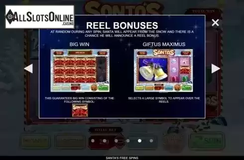 Paytable 5. Santa's Free Spins from Inspired Gaming