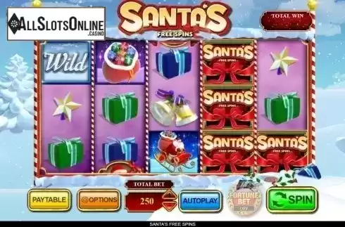 Reels screen. Santa's Free Spins from Inspired Gaming