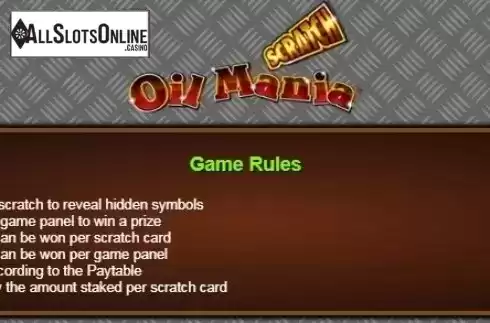 Paytable 1. Scratch Oil Mania from NextGen