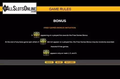 Free Game bonus screen