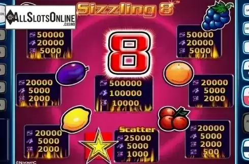 Paytable. Sizzling 8 Deluxe from Novomatic