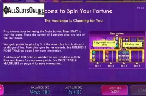 Info. Spin Your Fortune from Air Dice