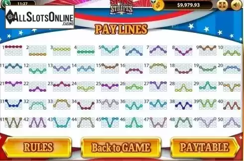 Paytable 5. Spins and Stripes from Bwin.Party