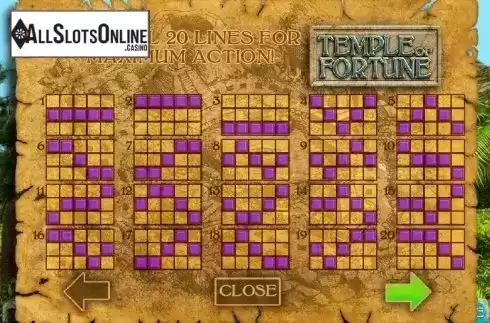 Paytable 5. Temple Of Fortune from Big Time Gaming
