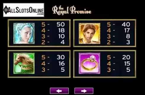 Paytable 2. The Royal Promise from High 5 Games