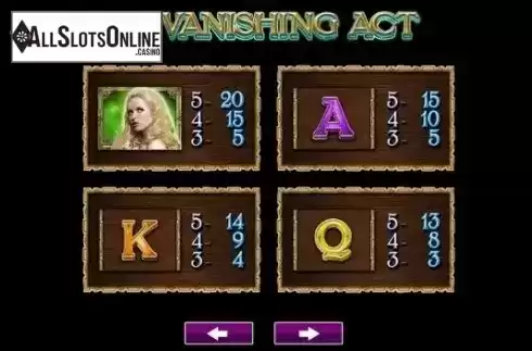 Paytable 3. The Vanishing Act from High 5 Games
