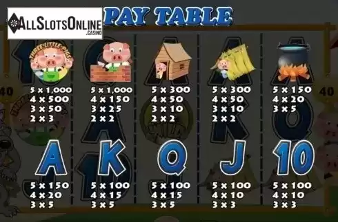 Paytable 2. Three Little Pigs from KA Gaming