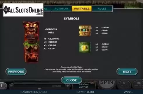 Paytable 1. Totems of Fortune from Nucleus Gaming