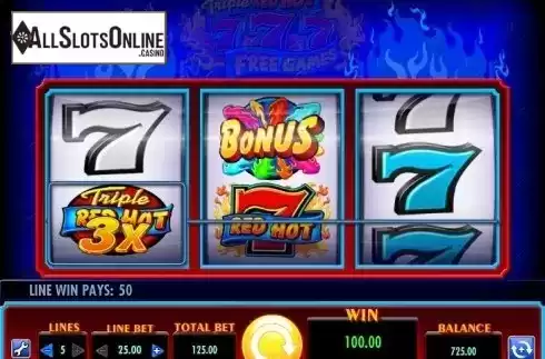 Screen 3. Triple Red Hot 7s from IGT
