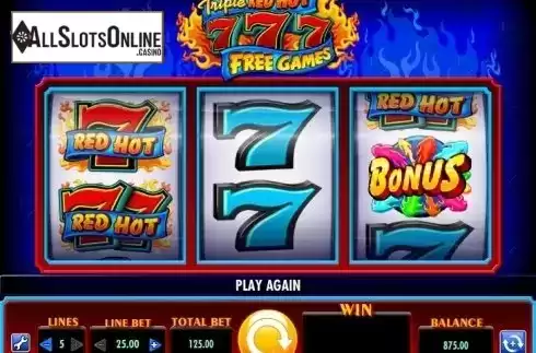 Screen 5. Triple Red Hot 7s from IGT