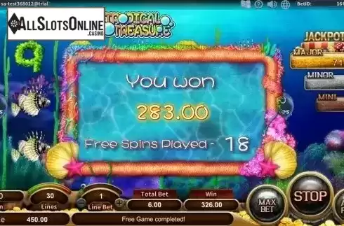Free Spins Win. Tropical Treasure from SimplePlay