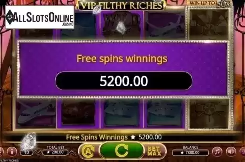 Free Spins Win. VIP Filthy Riches from Booming Games