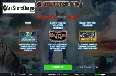Screen 1. Valkyries of Odin from StakeLogic