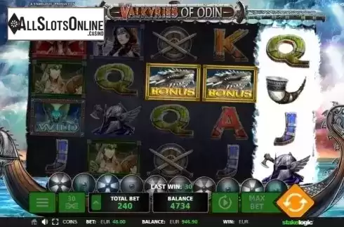 Screen 6. Valkyries of Odin from StakeLogic